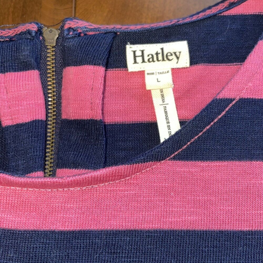 Hatley L Coral/Navy Striped Preppy Long Sleeved Jersey Knit Shirt Dress - Picture 5 of 5